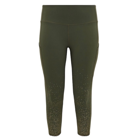 Torrid Women’s Plus Size Olive Green Gold Dot Crop Active Legging Size 1X - Picture 6 of 11